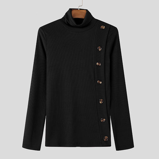 Suéter Cuello Alto para Hombre con Botones - Diseño Clásico Europeo - Image 7