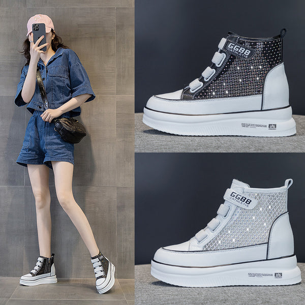 Zapatos de Cuero Transpirables con Plataforma Elevada para Mujer