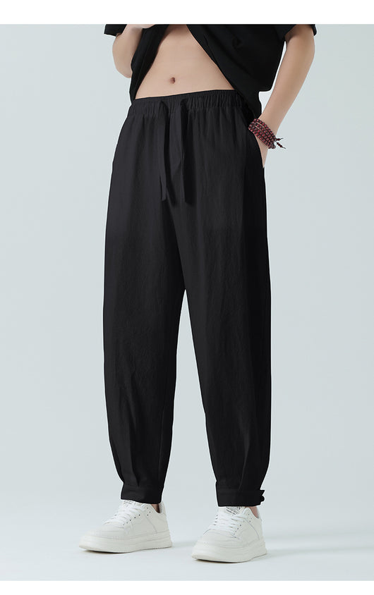 Pantalones Minimalistas para Hombre Primavera-Verano con Botones de Nudo - Image 12
