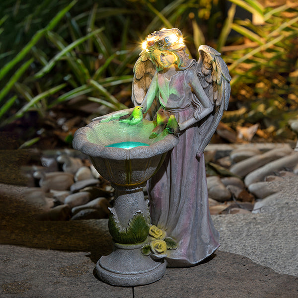 Ángel Luminoso Solar para Jardín - Artesanía en Resina