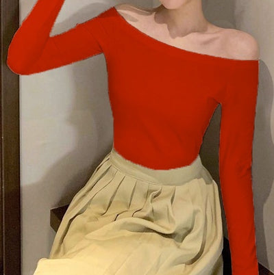 Blusa Elegante Descubierta de Hombros con Mangas Largas Ajustadas - Image 4