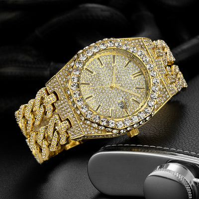 Reloj de Cadena Cubana Hip Hop con Diamantes de Hielo Estilo Urbano - Image 7