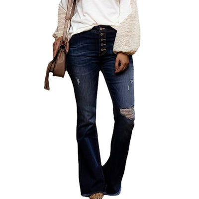Pantalones Vaqueros Flare de Talle Alto con Rotos y Stretch - Image 4