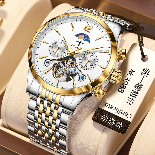 Reloj Mecánico Tourbillon Hueco Luminoso Resistente al Agua para Hombre