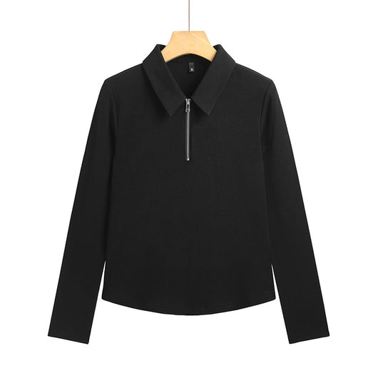 Polera Minimalista Slim Fit con Cierre de Medio Largo para Mujer - Image 8