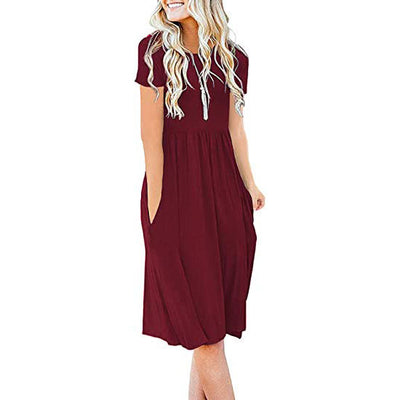 Vestido Holgado de Cuello Redondo y Manga Corta - Image 29
