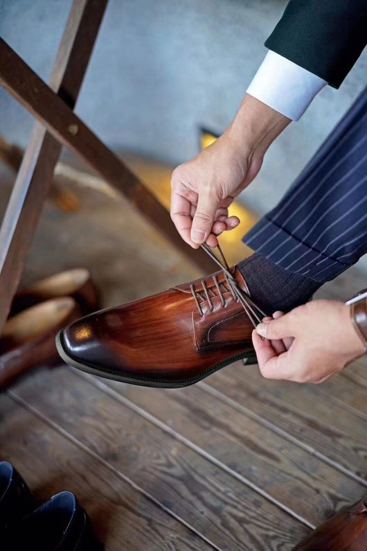 Zapatos de Cuero Vintage con Punta Cuadrada para Hombre - Image 11