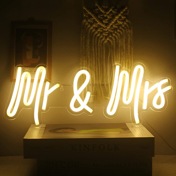 Letrero Luminoso LED Mr & Mrs - Decoración Neón Interior