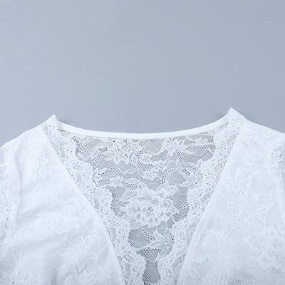 Blusa Elegante de Encaje con Escote en V y Mangas Largas - Image 8