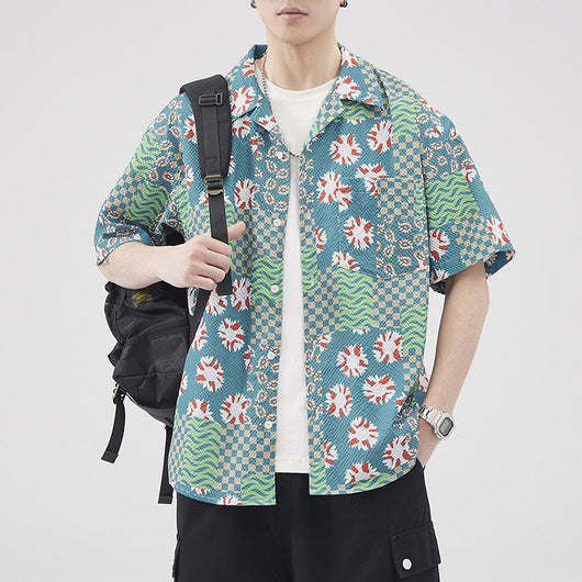 Camisa Hawaiana Retro Seersucker de Manga Corta para Hombre - Image 4