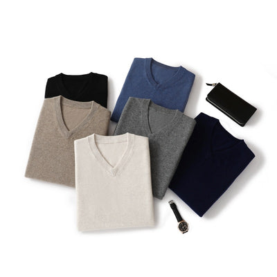 Suéter de Cashmira Puro para Hombre - Cuello V Manga Larga - Image 4