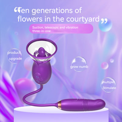 Masajeador Floral de Doble Cabeza con Vibración Telescópica - Image 4