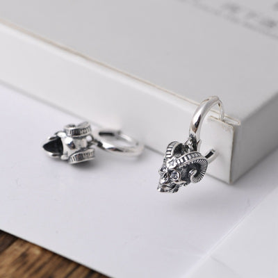 Aretes Vintage Rey Ciervo Plata S925 Acabado Antiguo - Image 3