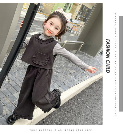 Conjunto de Tres Piezas: Chaleco Stringy Selvedge Fashionable para Niñas - Image 11