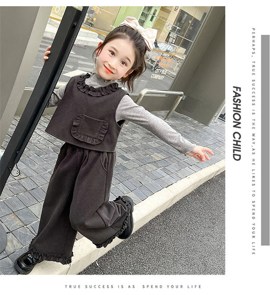 Conjunto de Tres Piezas: Chaleco Stringy Selvedge Fashionable para Niñas - Image 11