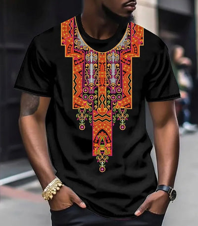 Camiseta Estilo Étnico con Impresión 3D Digital para Hombre - Image 9