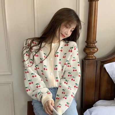 Chaqueta Jacquard con Cerezas para Mujer - Diseño Elegante y Versátil - Image 10