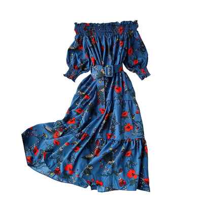 Vestido Estampado con Cuello y Mangas Farol Ajustable - Image 2