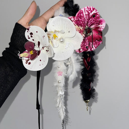 Collar Ajustable de Orquídea Phalaenopsis en Peluche Tricolor - Image 5