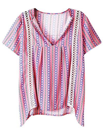 Blusa Estampada Cuello V Manga Corta Ajustada - Image 3