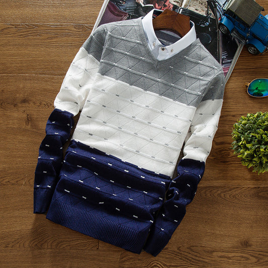Suéter Hombre Cuello Camisero Falso Dos Piezas