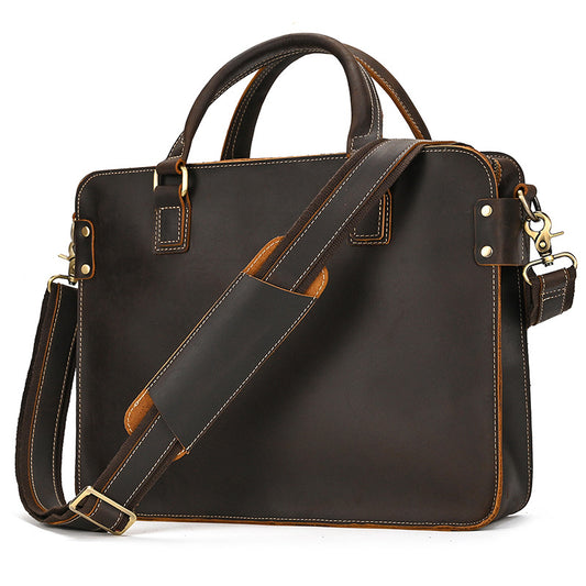 Maletín de Cuero Crazy Horse Retro 14 Pulgadas para Ejecutivos