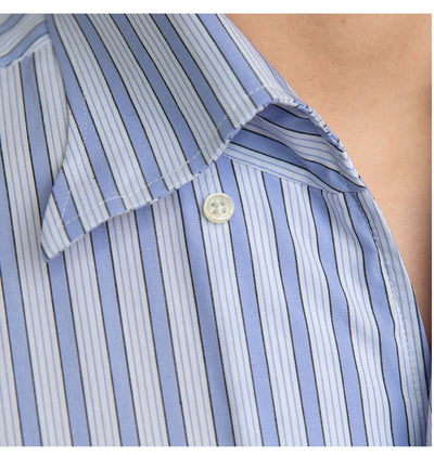 Camisa Casual de Algodón con Cuello y Rayas para Hombre - Image 9