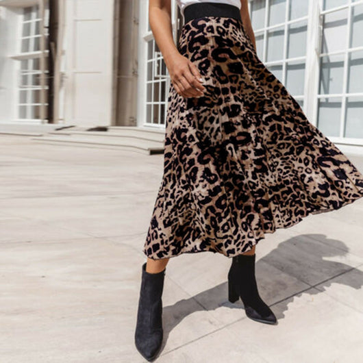 Falda Plisada Estampado Leopardo con Cintura Elástica para Mujer - Image 9
