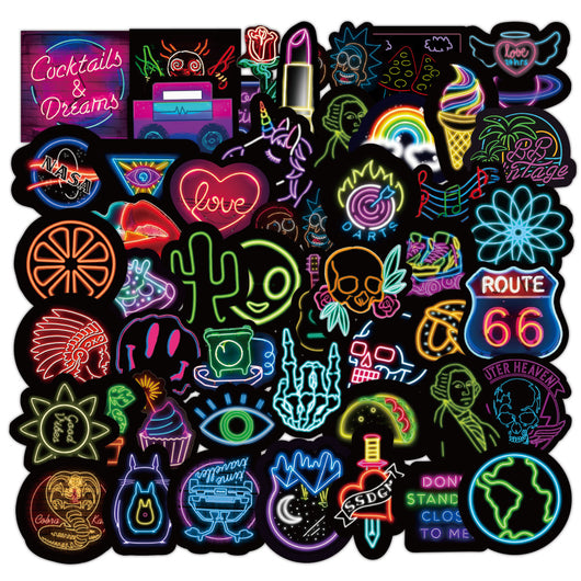 Pack 50 Stickers Neón Graffiti Impermeables para Decoración - Image 11