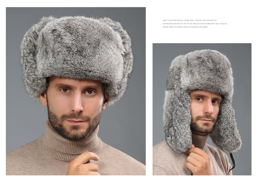 Gorro de Invierno Lei Feng con Pelaje de Conejo - Abrigo Extremo para Hombre - Image 9