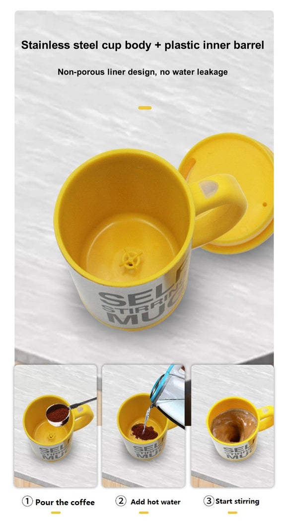 Taza Mezcladora Automática Magnética de Acero Inoxidable con Agitador Inteligente