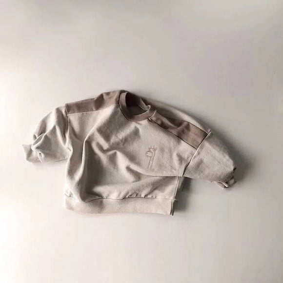 Conjunto de 2 Piezas de Sudaderas con Animales Bordados y Colores Contrastantes para Niños y Niñas