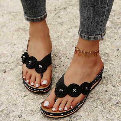 Sandalias Cuña Retro Flores para Mujer - Zapatos de Playa Cómodos Verano - Image 19
