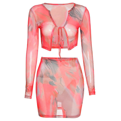 Camiseta Estampada Mesh para Mujer con Cintura Alta y Bolsa - Image 4