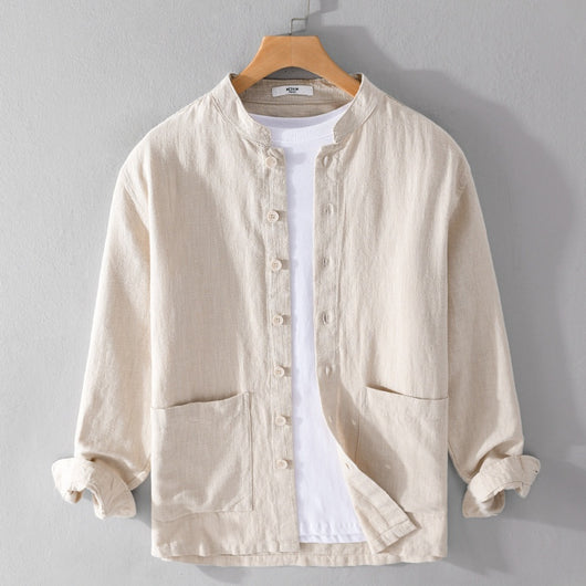 Camisa Abrigo Estilo Retro con Cuello Mao y Botones de Nudo Chino - Image 8