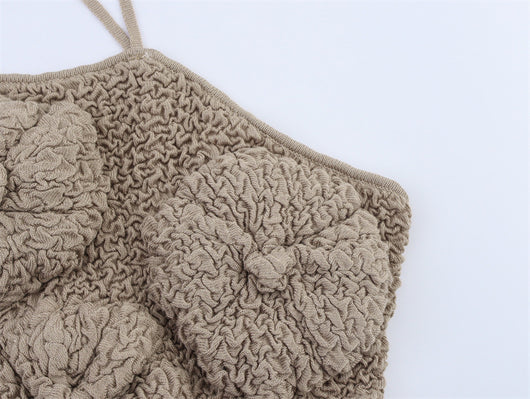 Top Escote Ancho con Diseño Floral 3D y Textura Esponjosa para Mujer - Image 17
