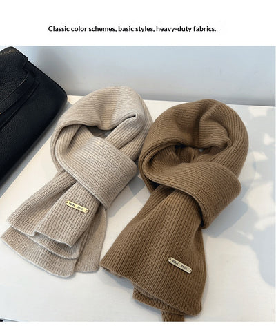 Bufanda Tejida Coreana de Color Liso para Mujer - Image 12