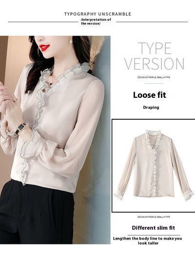 Blusa Elegante de Chifón Liso con Manga Larga para Mujer - Image 14