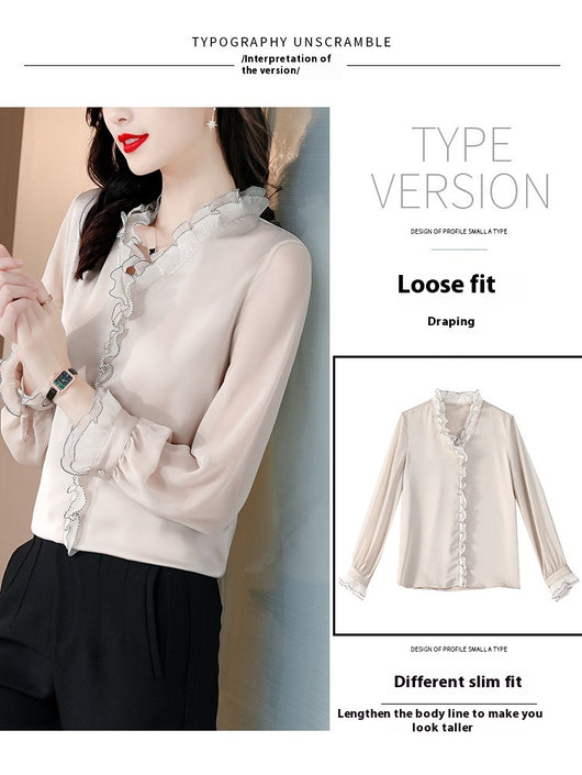 Blusa Elegante de Chifón Liso con Manga Larga para Mujer - Image 14
