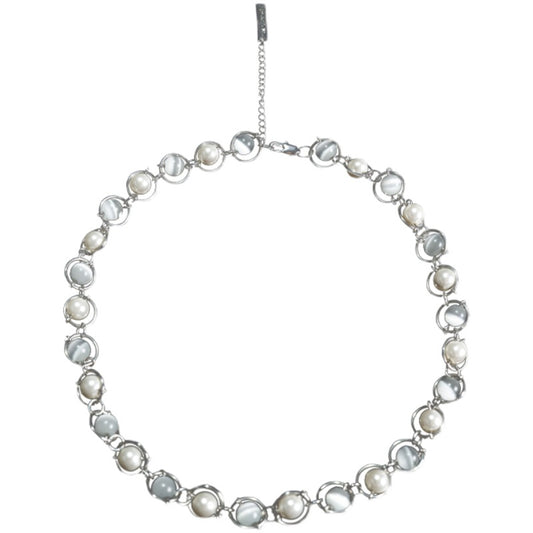 Collar de Perlas Estructura Saturno Ópalo Brillante - Image 2