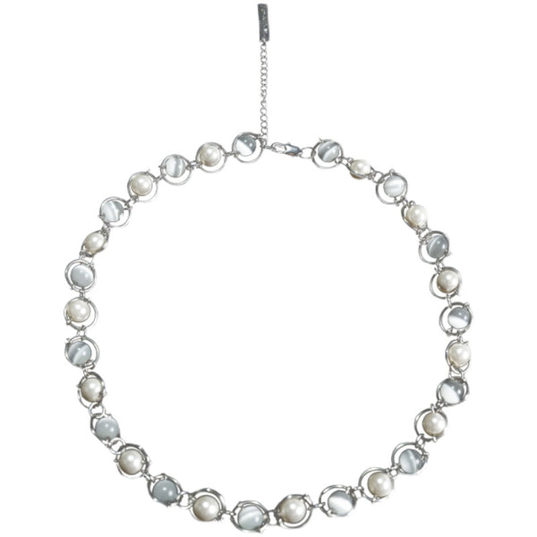 Collar de Perlas Estructura Saturno Ópalo Brillante