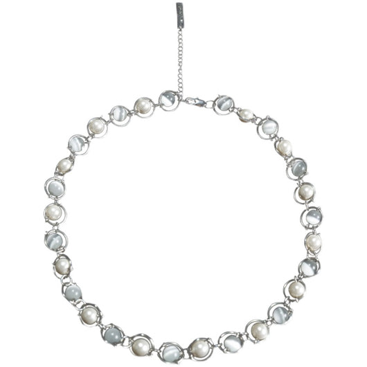 Collar de Perlas Estructura Saturno Ópalo Brillante - Image 2