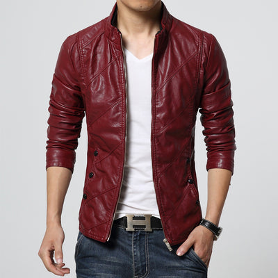 Chaqueta de Cuero PU Casual Talla Grande Corte Slim Coreano - Image 8