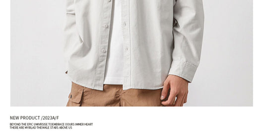 Camisa Casual Retro de Algodón Puro para Hombre - Gris Elegante - Image 12