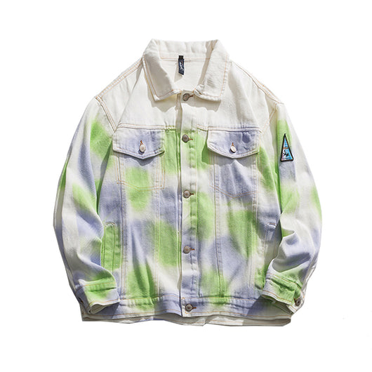 Chaqueta Tie-dye Estilo Universitario Suelta para Parejas