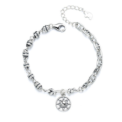 Pulsera Estrella de Ocho Puntas con Cadena Asimétrica en Plata Esterlina - Image 4
