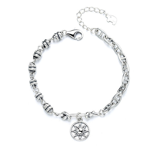 Pulsera Estrella de Ocho Puntas con Cadena Asimétrica en Plata Esterlina - Image 4
