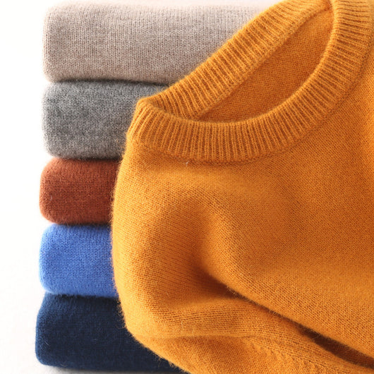 Suéter de Cachemir para Hombre Cuello Redondo Acolchado - Image 22