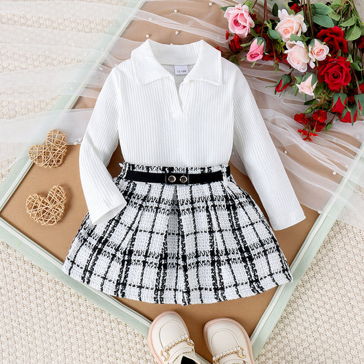 Conjunto Elegante de Otoño e Invierno para Niñas con Falda Plisada de Manga Larga - Image 5