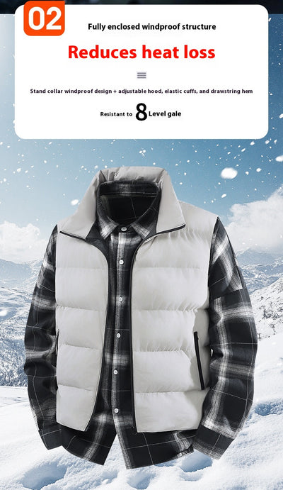 Chaleco Abrigo Suelto Cálido para Hombre Talla Grande con Cuello de Pie - Image 15